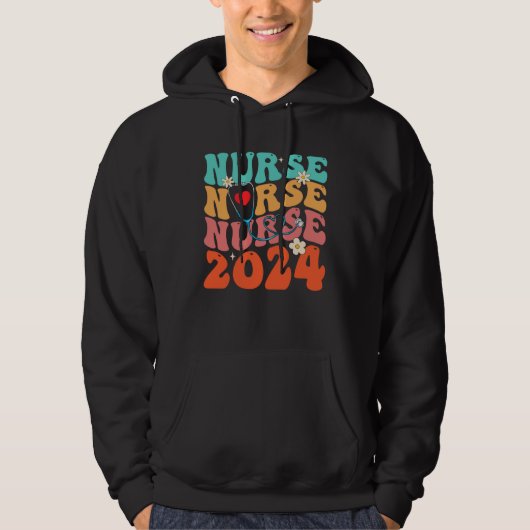 Cute Groovy Stethoscope Nurse Life Nursing Nurse W Hoodie (Voorkant)