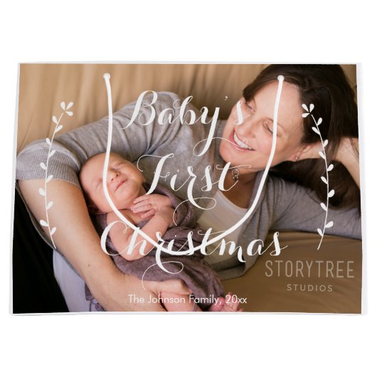 Cute grote baby's eerste kerstcadeautas large cadeautasje (Voorkant)