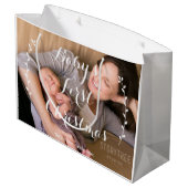 Cute grote baby's eerste kerstcadeautas large cadeautasje (Achterkant Gekanteld)