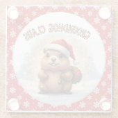 Cute Groundhog Claus Funny Groundhog Christmas Glazen Onderzetter (Achterkant)