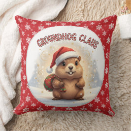 Cute Groundhog Claus Funny Groundhog Christmas Kussen