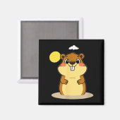 Cute Groundhog Day Illustration – Spring Or More W Magneet (Voorkant / Achterkant)