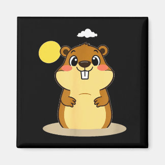 Cute Groundhog Day Illustration – Spring Or More W Magneet