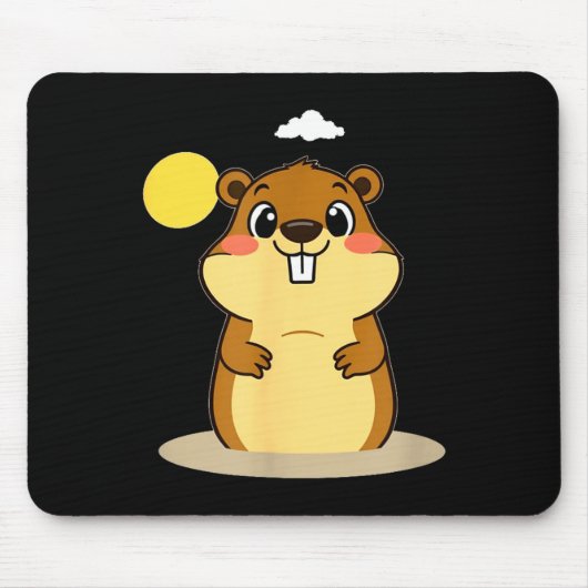 Cute Groundhog Day Illustration – Spring Or More W Muismat (Voorkant)