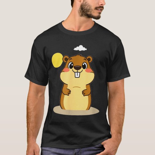Cute Groundhog Day Illustration – Spring Or More W T-shirt (Voorkant)