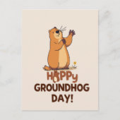 Cute Groundhog Illustration Classic Groundhog Day Briefkaart (Voorkant)