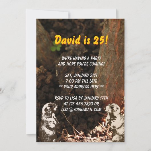 Cute Groundhogs Birthday Party Invitation Kaart (Voorkant)