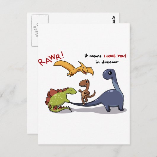 Cute Group of Dinosaurs Rawr betekent dat we van j Briefkaart (Voorkant / Achterkant)