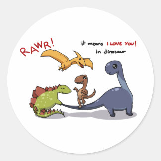 Cute Group of Dinosaurs Rawr betekent dat we van j Ronde Sticker