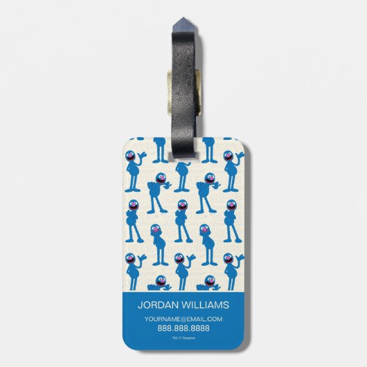 Cute Grover Pattern Bagagelabel (Achterkant verticaal)