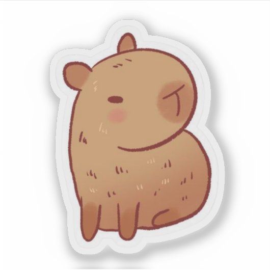 Cute Grumpy Capybara Kawaii Cartoon Sticker (Voorkant)
