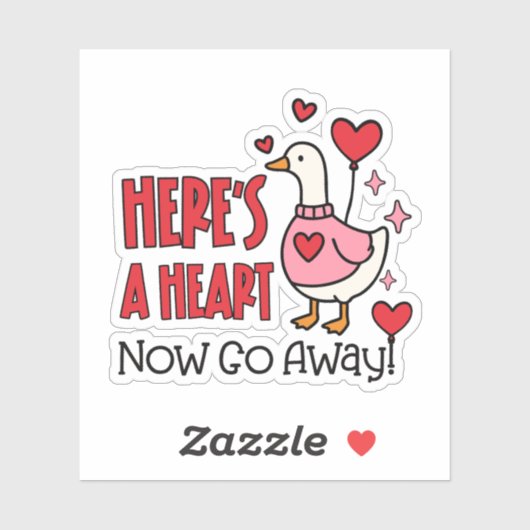 Cute Grumpy Goose Funny Heart Balloon Sticker (Vel)
