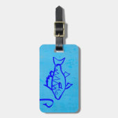 Cute Grunge blue fish and Fishhaak Bagagelabel (Voorkant verticaal)