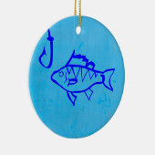Cute Grunge blue fish and Fishhaak Keramisch Ornament (Rechts)