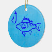 Cute Grunge blue fish and Fishhaak Keramisch Ornament (Links)