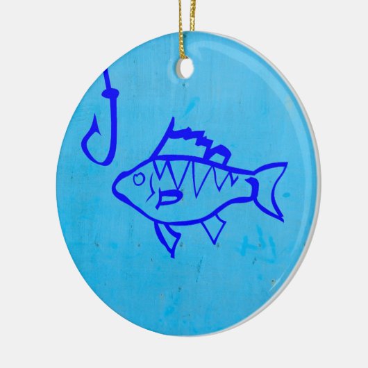 Cute Grunge blue fish and Fishhaak Keramisch Ornament (Links)
