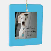 Cute Guardian Angel White Dog die Kerstmis bekijkt Keramisch Ornament (Rechts)