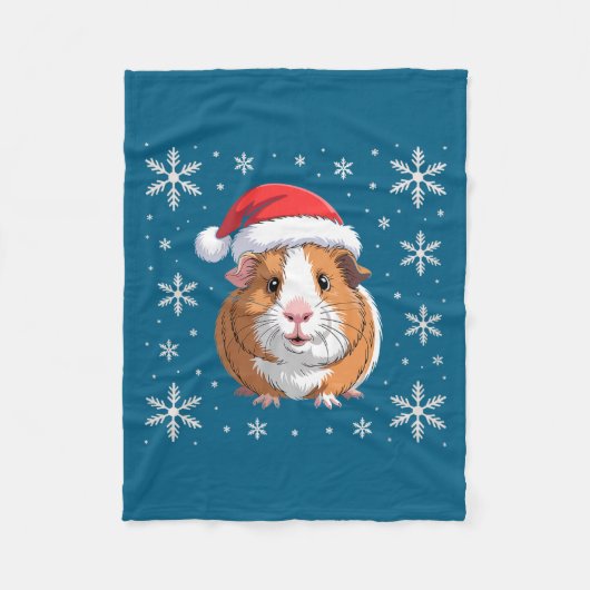 Cute Guinea G Wearing Santa Hat Christmas Premium  Fleece Deken (Voorkant)