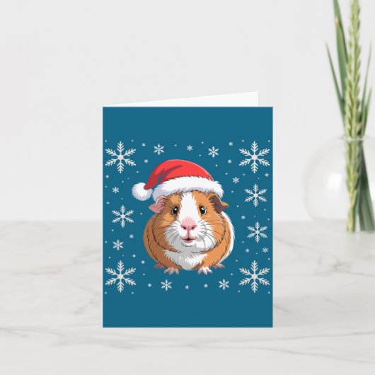 Cute Guinea G Wearing Santa Hat Christmas Premium  Kaart (Voorkant)