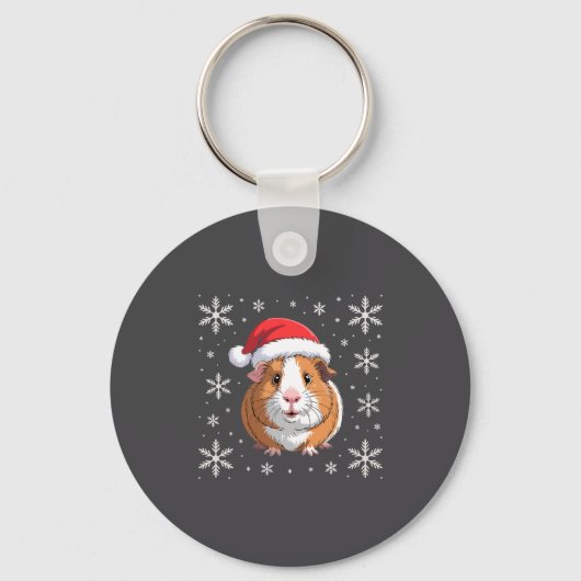 Cute Guinea G Wearing Santa Hat Christmas Premium  Sleutelhanger (Voorkant)