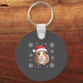 Cute Guinea G Wearing Santa Hat Christmas Premium  Sleutelhanger (Voorkant)