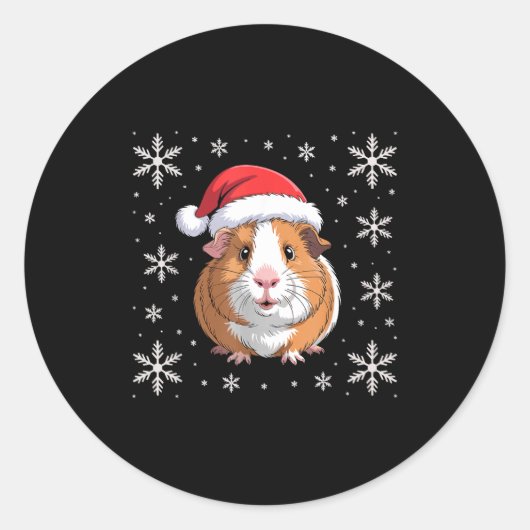 Cute Guinea G Wearing Santa Hat Christmas  Ronde Sticker (Voorkant)