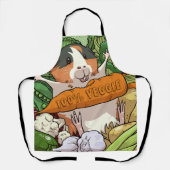 Cute Guinea Pig 100% Veggie Carrot Vegan Cartoon Schort (Voorkant)
