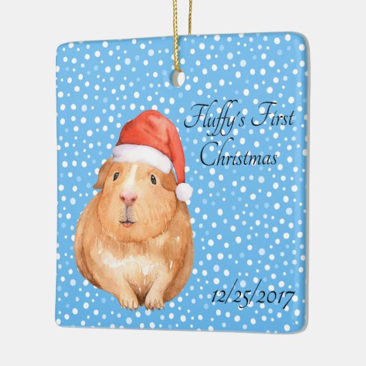 Cute Guinea Pig 1st Holiday Festive Ornament (Links)
