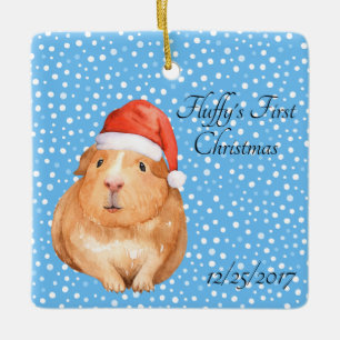Cute Guinea Pig 1st Holiday Festive Ornament