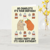 Cute Guinea Pig Birthday Kaart (Gele Bloem)