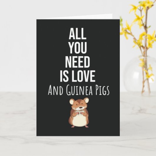 Cute Guinea Pig Cards Pet Animal Lover Kaart (Gele Bloem)