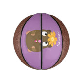 Cute guinea pig cartoon illustratie basketbal (Verticaal)