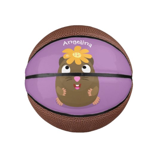 Cute guinea pig cartoon illustratie basketbal (Voorkant)