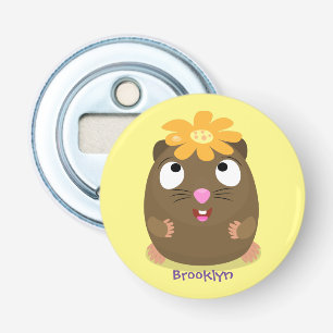 Cute guinea pig cartoon illustratie button flesopener