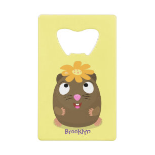 Cute guinea pig cartoon illustratie creditkaart flessenopener
