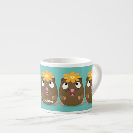 Cute guinea pig cartoon illustratie espresso kop (Voorkant rechts)