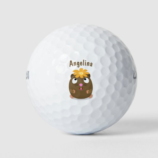 Cute guinea pig cartoon illustratie golfballen (Voorkant)