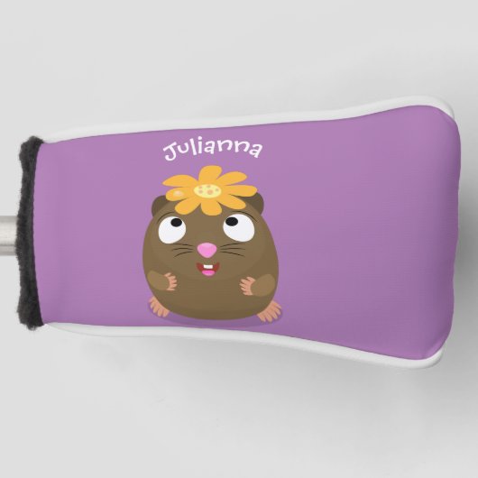 Cute guinea pig cartoon illustratie golfheadcover (Voorkant)