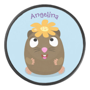 Cute guinea pig cartoon illustratie hockey puck