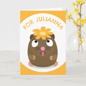 Cute guinea pig cartoon illustratie kaart (Gele Bloem)
