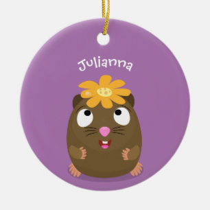 Cute guinea pig cartoon illustratie keramisch ornament