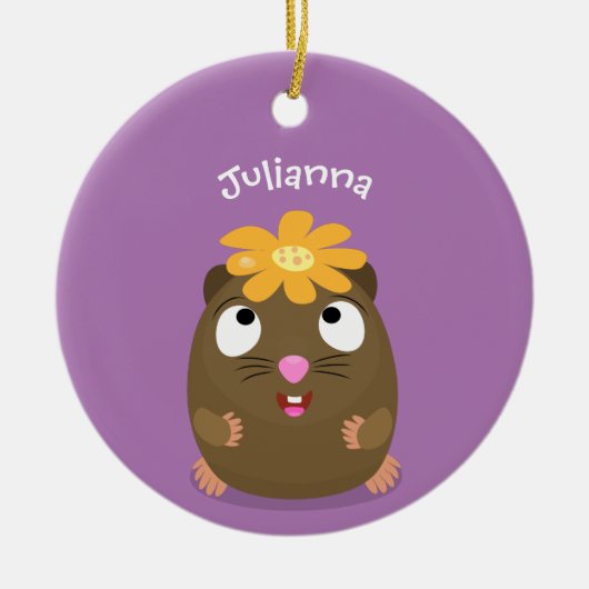 Cute guinea pig cartoon illustratie keramisch ornament (Voorkant)