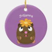 Cute guinea pig cartoon illustratie keramisch ornament (Achterkant)