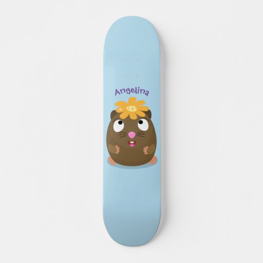 Cute guinea pig cartoon illustratie persoonlijk skateboard (Voorkant)