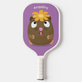Cute guinea pig cartoon illustratie pickleball paddle (Achterkant)