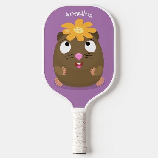 Cute guinea pig cartoon illustratie pickleball paddle (Voorkant)