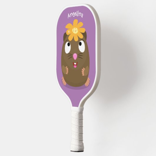 Cute guinea pig cartoon illustratie pickleball paddle (Links)