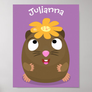 Cute guinea pig cartoon illustratie poster