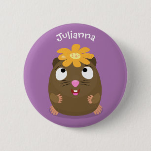 Cute guinea pig cartoon illustratie ronde button 5,7 cm