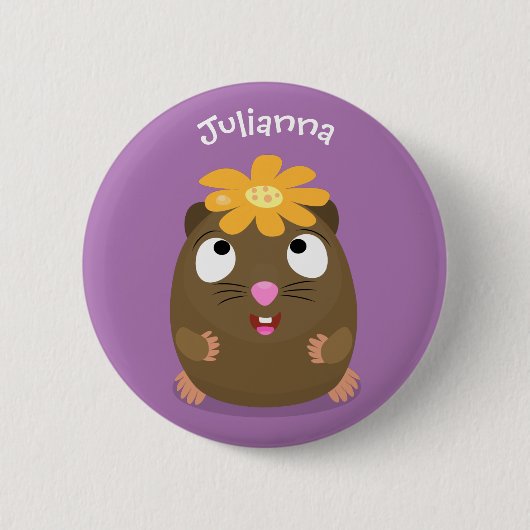 Cute guinea pig cartoon illustratie ronde button 5,7 cm (Voorkant)